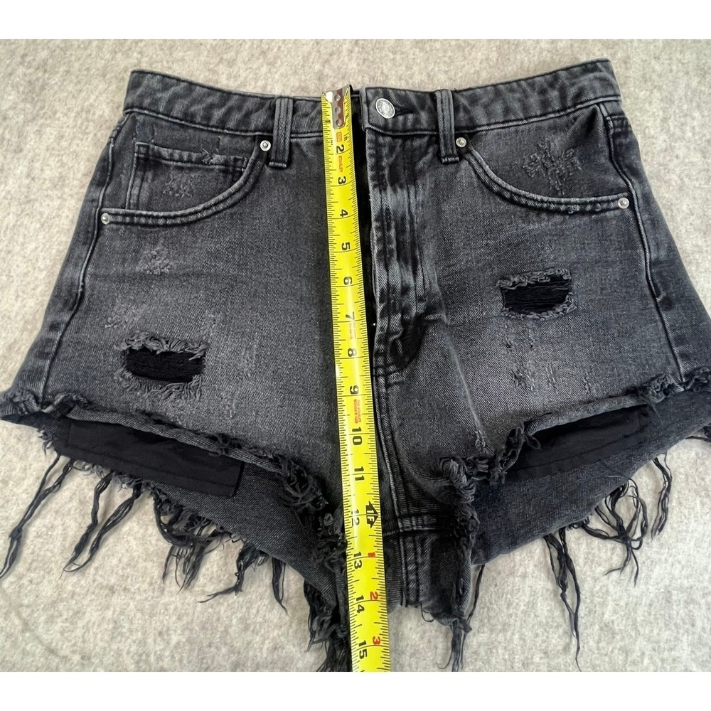 Wild Fable Highest Rise Cheeky Shorts Black Distressed Raw Hem Size 8 - Picture 3 of 7
